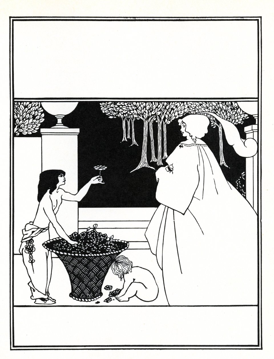 Oanvänt mönster för omslaget till volym IV av "The Yellow Book", 1899 av Aubrey Beardsley