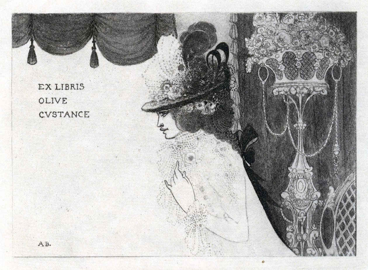 Design för en boktallrik för Olive Custance (fotogravyr) av Aubrey Beardsley