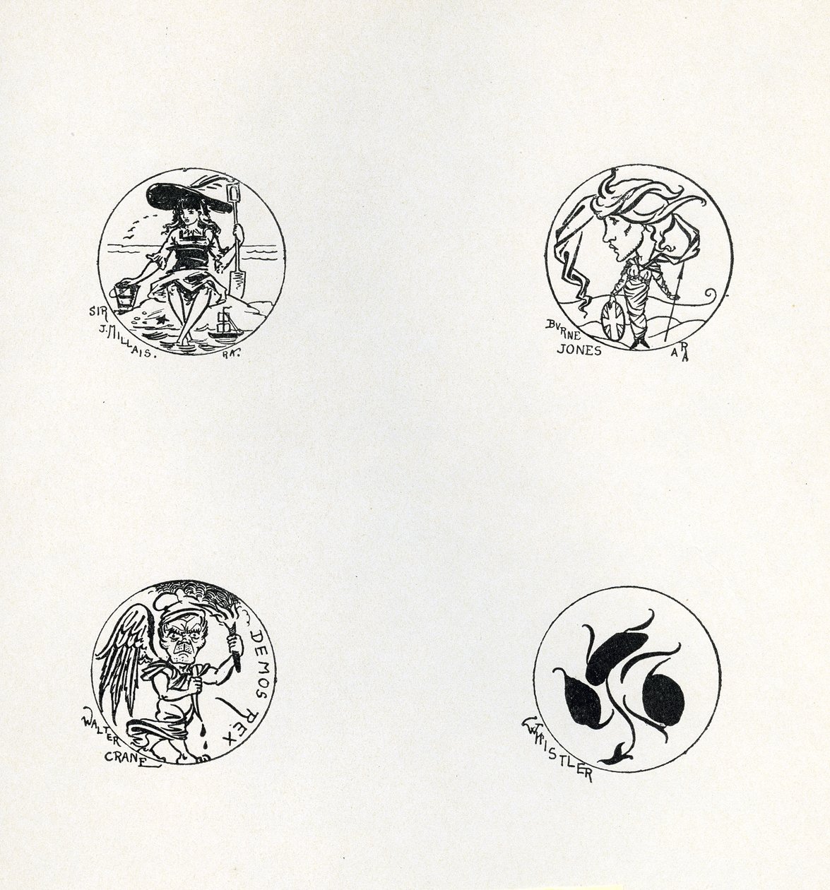 Fyra mönster för nytt mynt, 1893 av Aubrey Beardsley