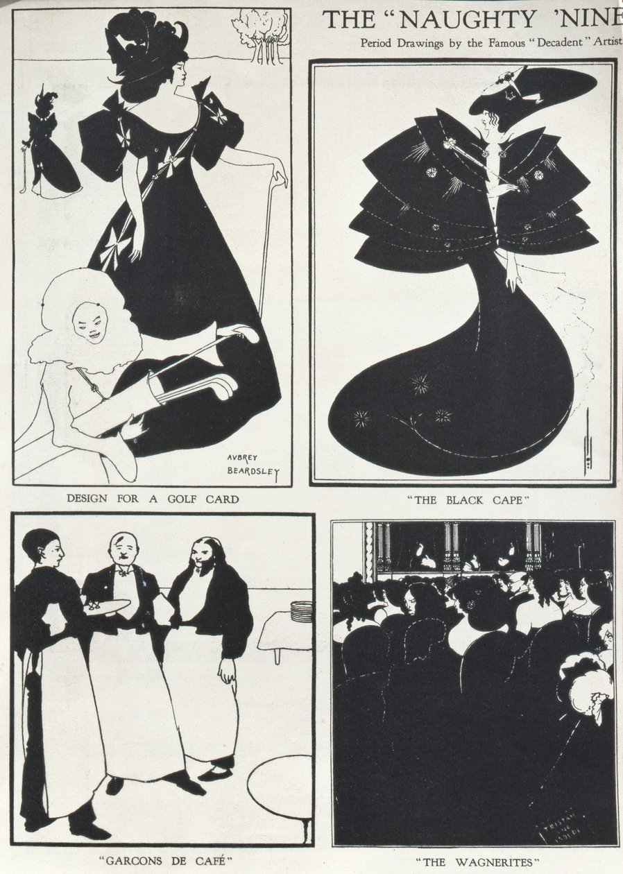De stygga nittiotalet, periodteckningar av den berömda dekadenta konstnären av Aubrey Beardsley