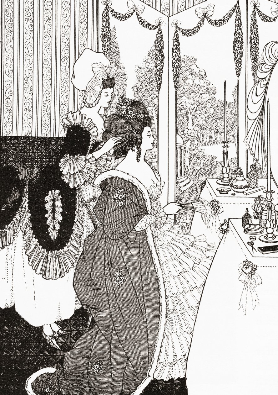 Toaletten efter Aubrey Beardsley. Från illustrerad moralhistoria från medeltiden till nutid av Eduard Fuchs, publicerad 1909. av Aubrey (after) Beardsley