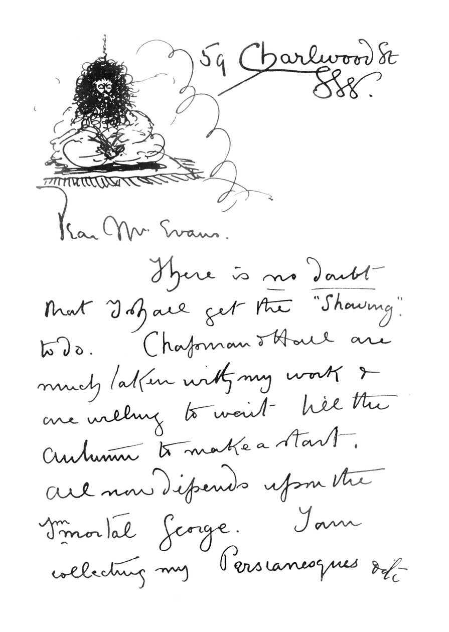 Första sidan av autografbrev till Frederick Evans, c.1893 av Aubrey Beardsley