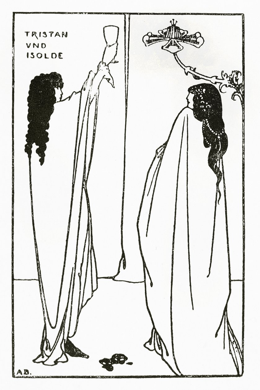 En upprepning av Tristan und Isolde, illustration från "The Savoy", 1896 av Aubrey Beardsley
