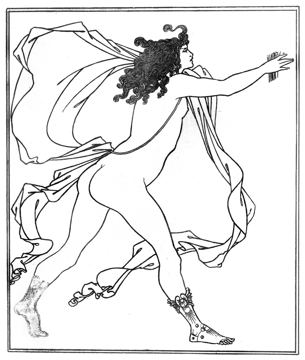 Apollo förföljer Daphne (penna och bläck) av Aubrey Beardsley