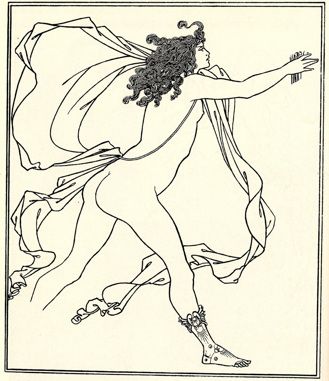 Apollo förföljer Daphne, 1896 av Aubrey Beardsley