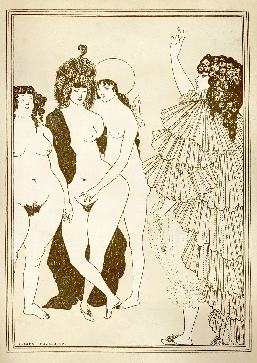 Aubrey BEARDSLEY (1872-1898) illustration för "Lysistrata" (411 f.Kr.) av Aristofanes av Aubrey Beardsley