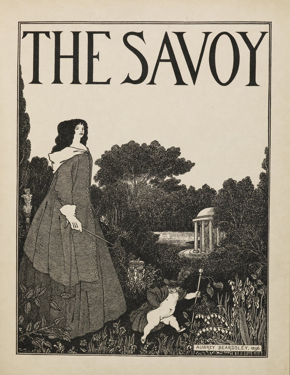 Omslagsdesign för nr 1 av "The Savoy" från en bok med femtio teckningar av Aubrey Beardsley