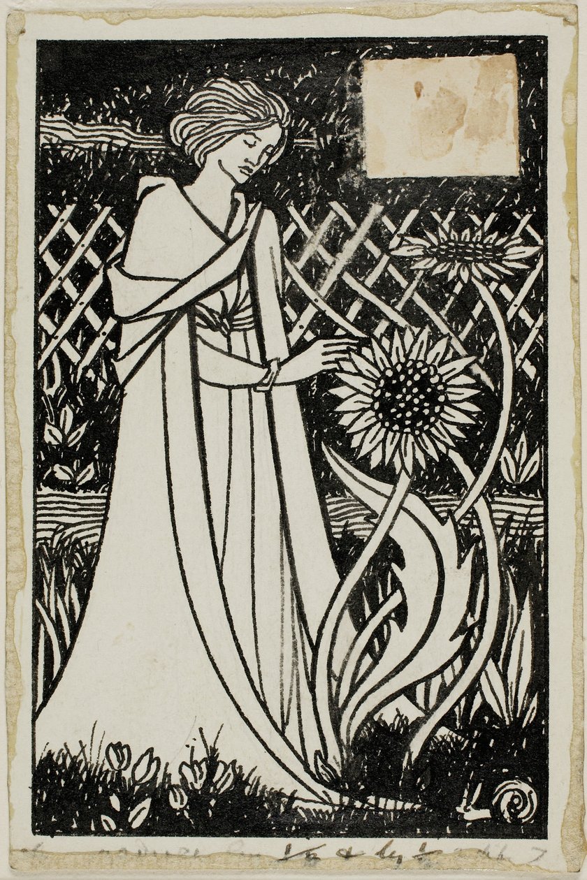 Dekorativ studie: Kvinna med solrosor av Aubrey Beardsley