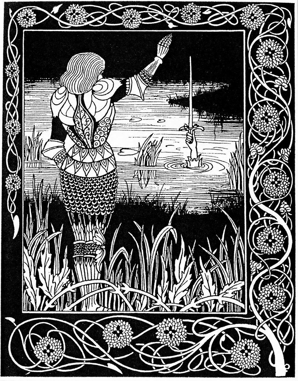 Excalibur återerövrades av Lady of the Lake, 1893 av Aubrey Beardsley