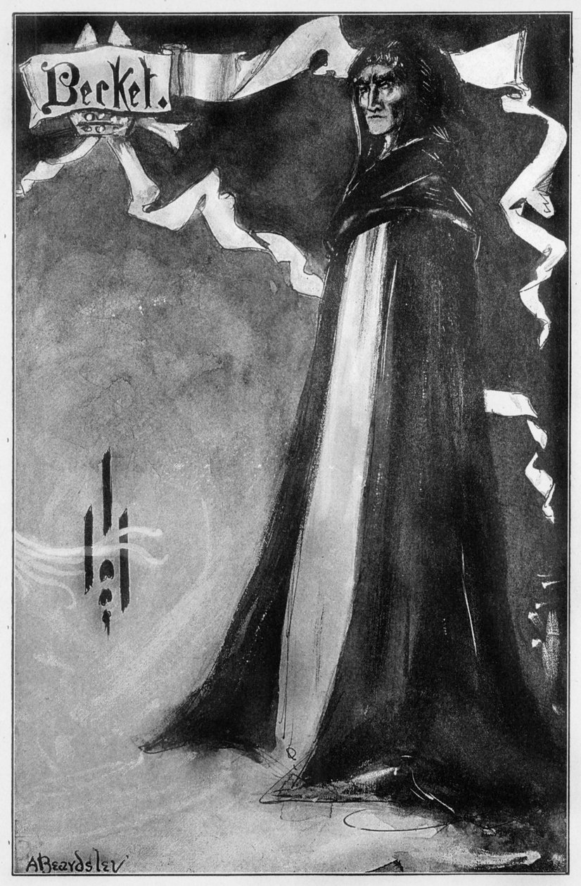 Henry Irving som "Becket" på Lyceum Theatre, London, i det poetiska dramat "Becket" av Tennyson, 1893. av Aubrey Beardsley