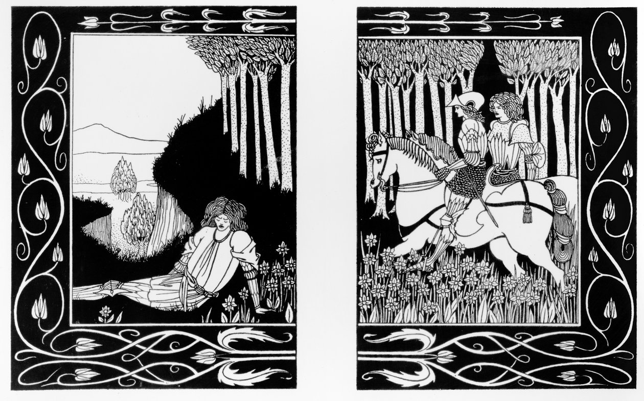 Hur kung Mark och Sir Dinadan hörde Sir Palomides, illustration från 