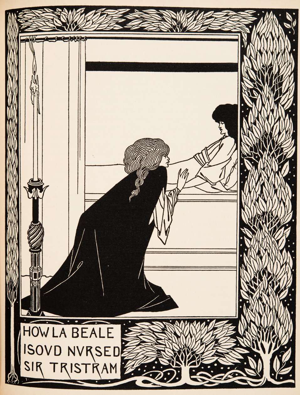 Hur La Beale Isoud vårdade Sir Tristram av Aubrey Beardsley
