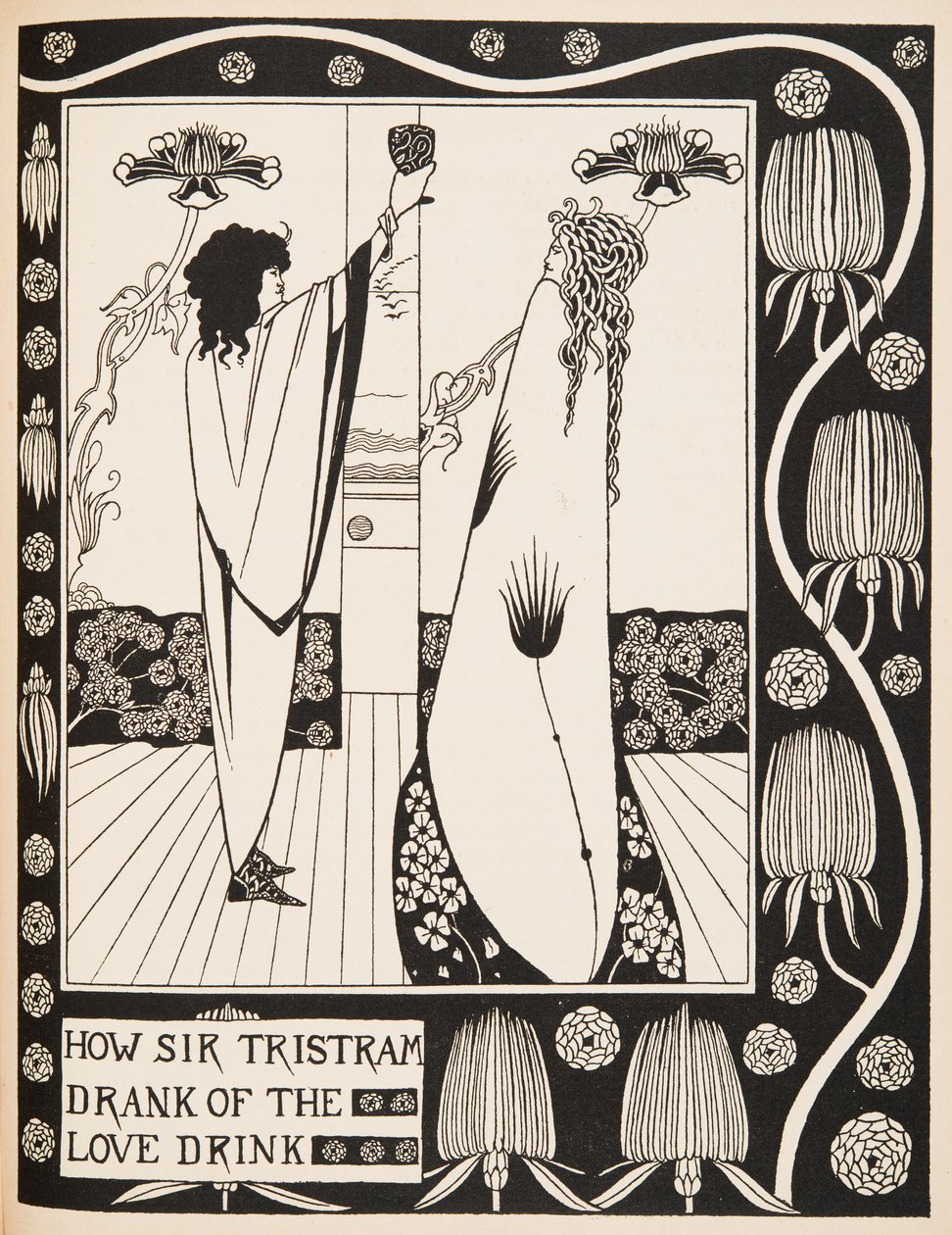 Hur Sir Tristram drack kärleksdrycken av Aubrey Beardsley