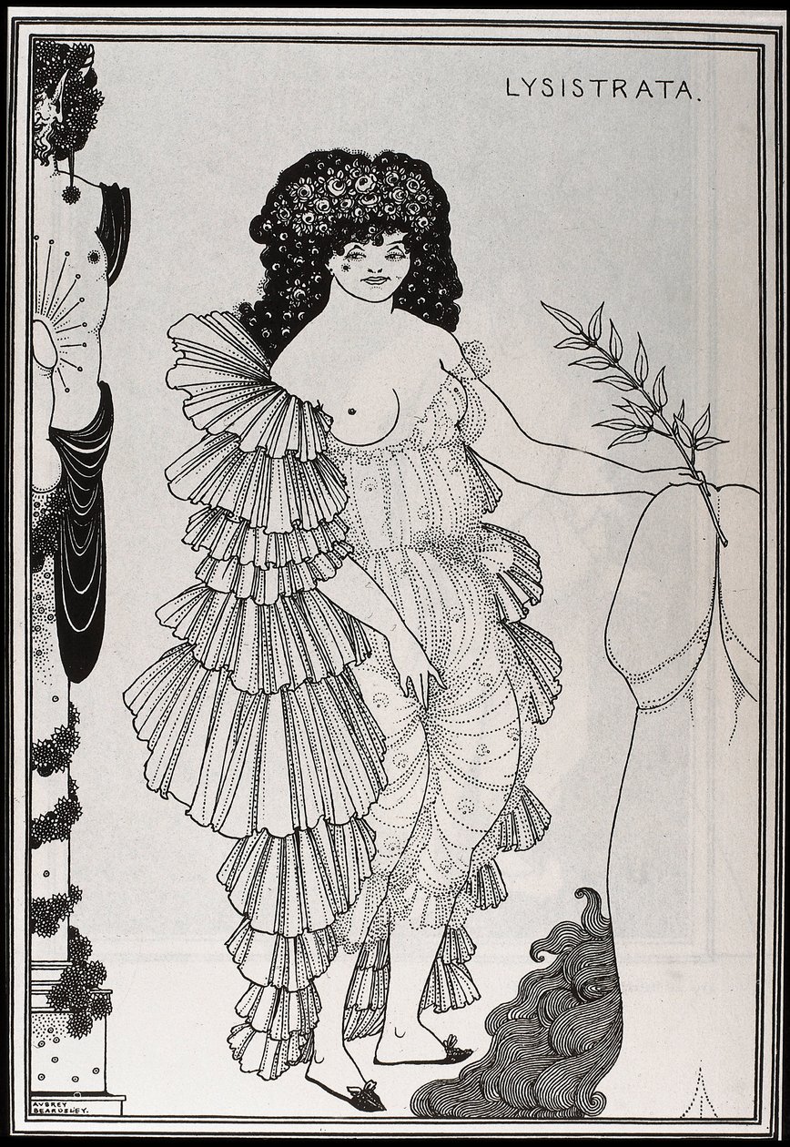Lysistrate skyddar hennes kön av Aubrey Beardsley