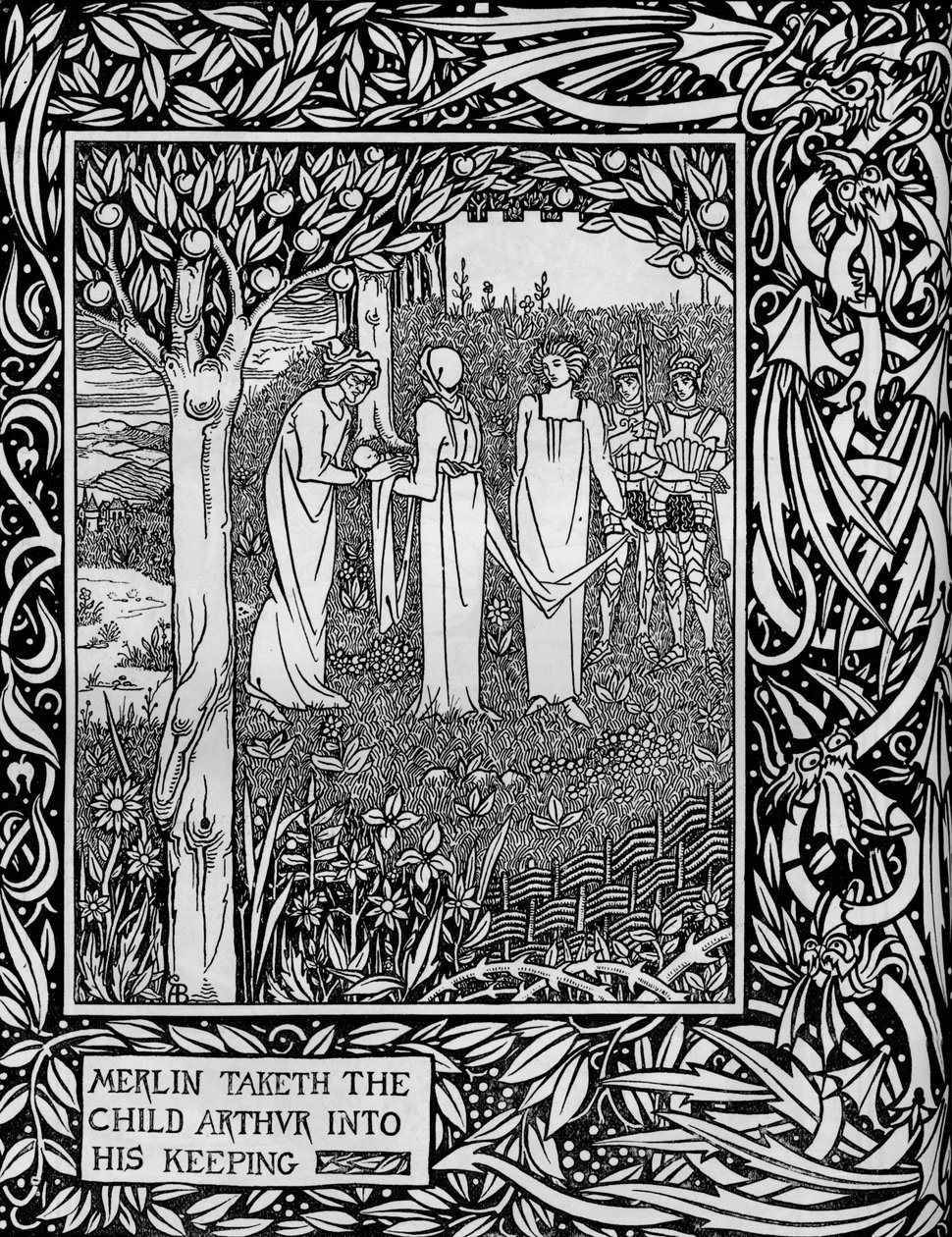 Merlin tar barnet Arthur till sig, c1893 av Aubrey Beardsley