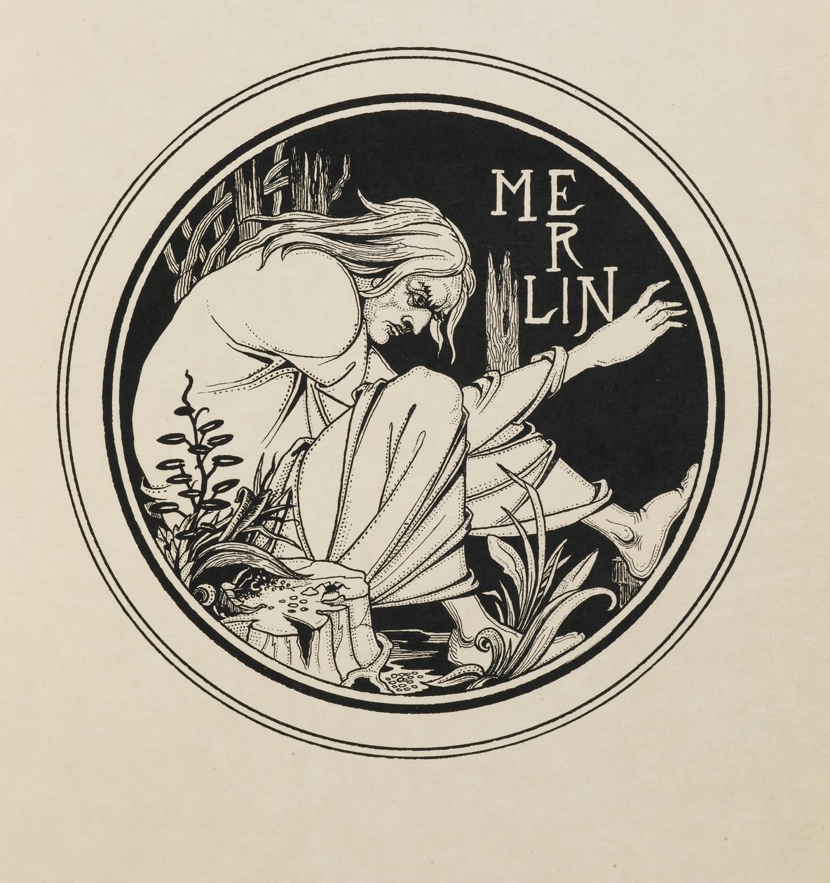 Merlin från en bok med femtio teckningar av Aubrey Beardsley