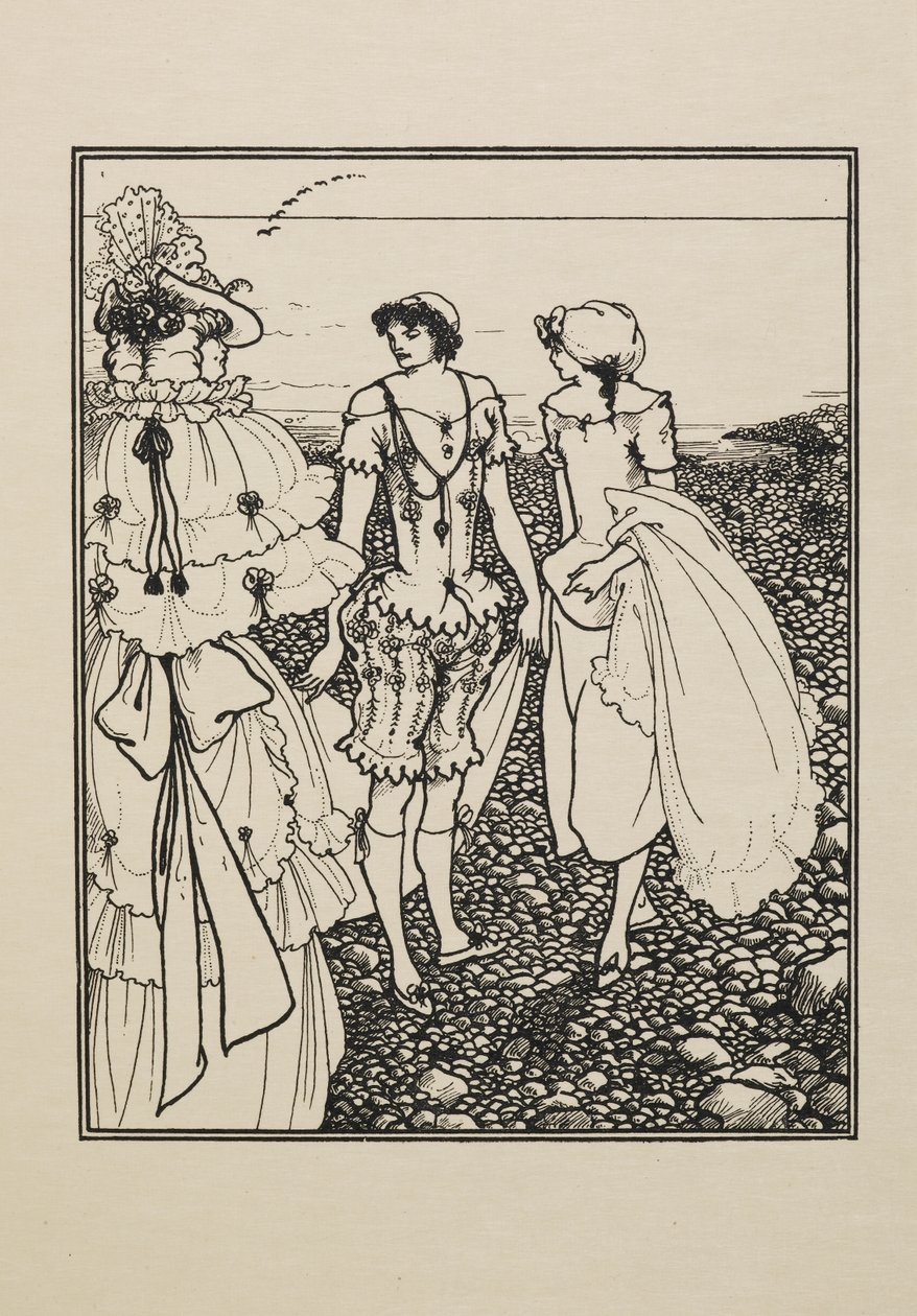 På Dieppe Beach (Badarna), från en bok med femtio teckningar av Aubrey Beardsley