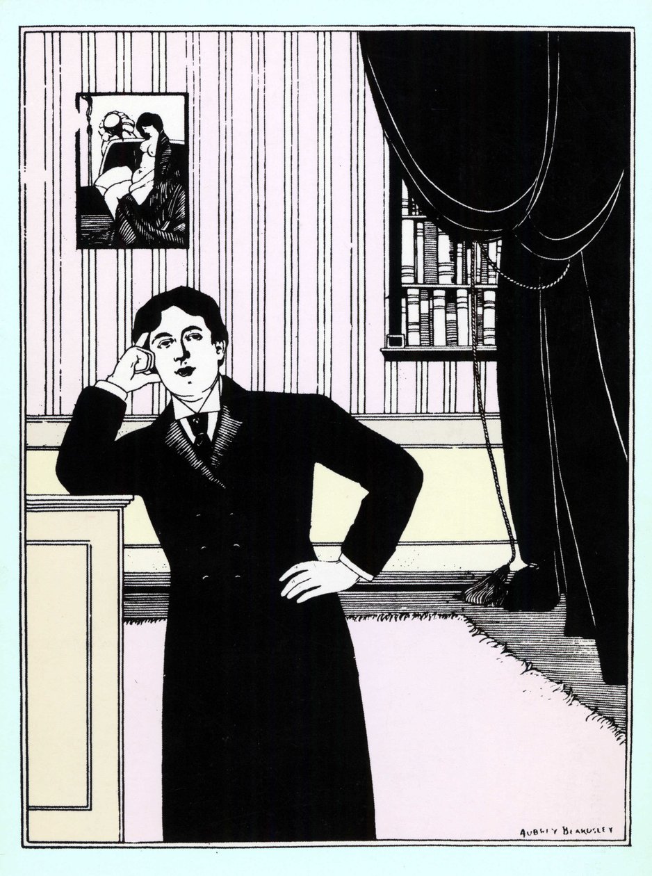 Oscar Wilde, cirka 1895 (silkscreentryck) av Aubrey Beardsley