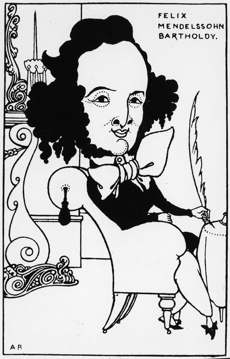 Porträtt av Félix Mendelssohn - Bartholdy (1809-1847), teckning av A. Beardsley. av Aubrey Beardsley
