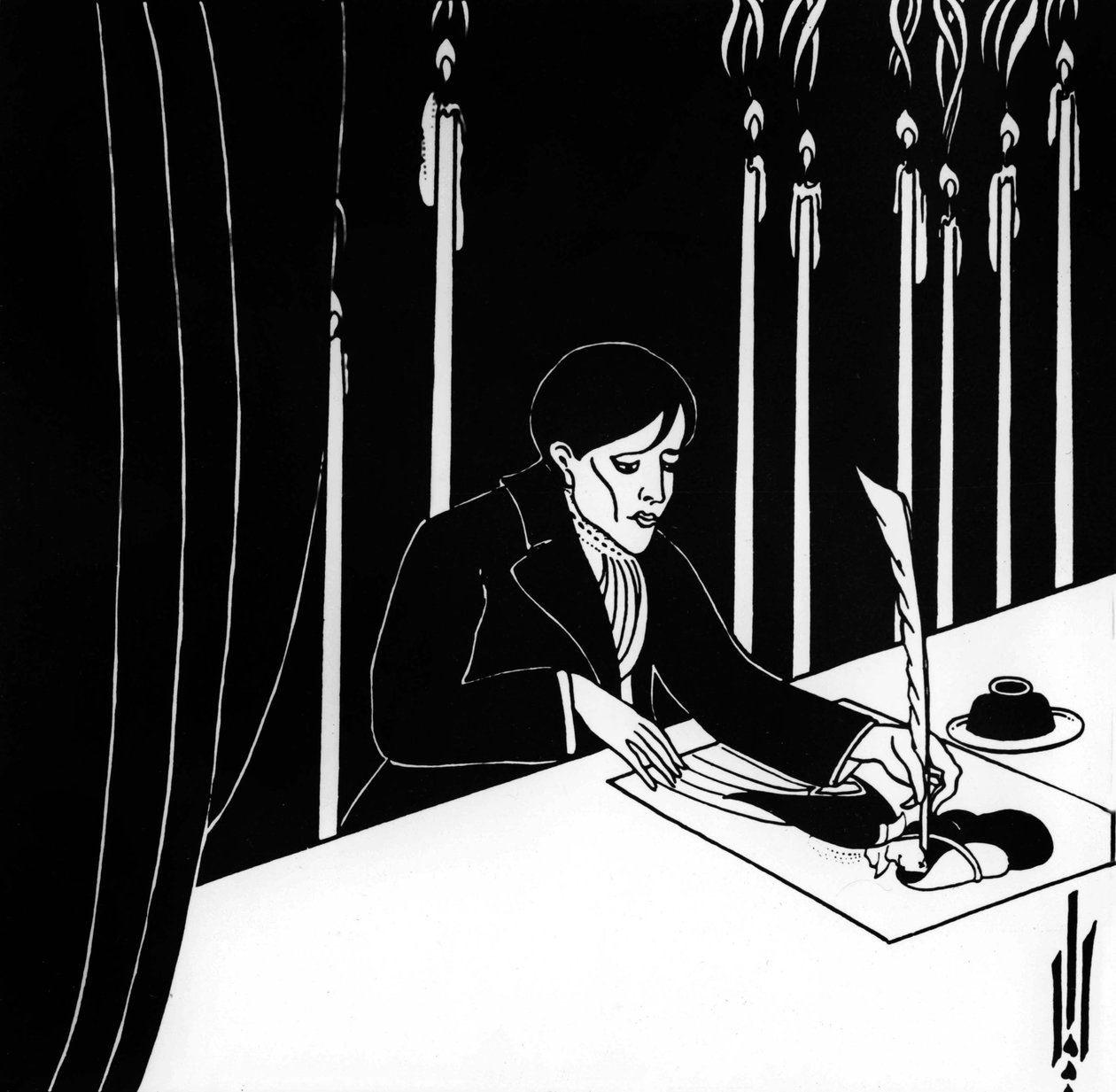 Självporträtt av Aubrey Vincent Beardsley (1872-1898) engelsk illustratör och författare av Aubrey Beardsley