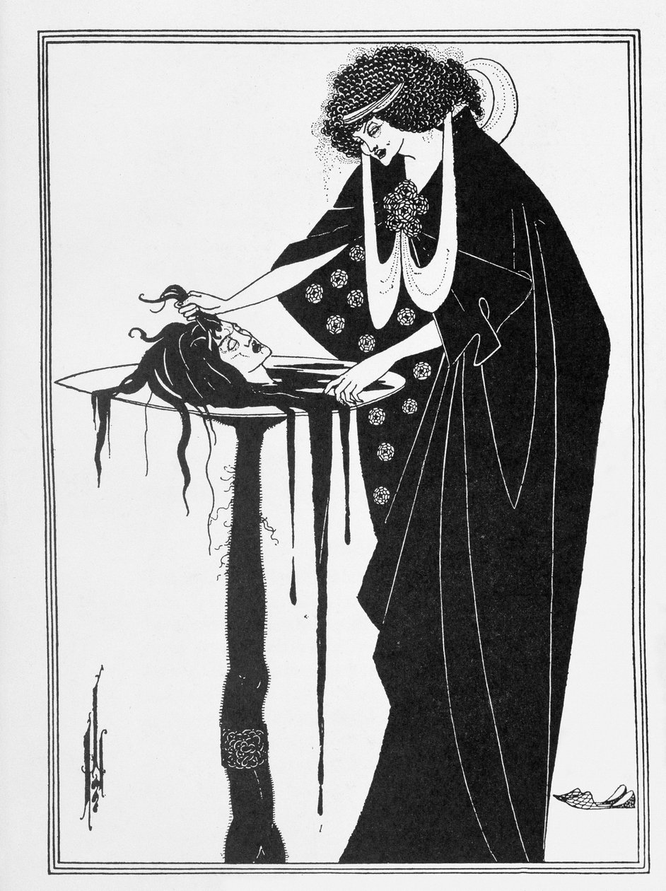 Dansarens belöning, illustration från "Salome" av Oscar Wilde, pub. 1894 (linjeblocktryck) av Aubrey Beardsley