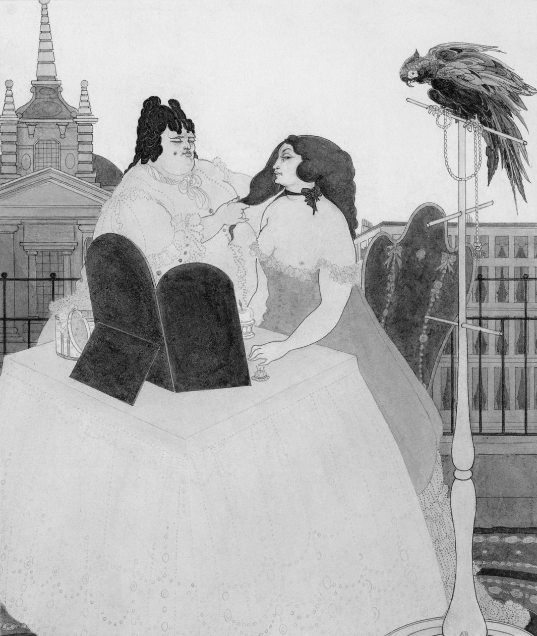 Damen vid toalettbordet (bläck och tvätt) av Aubrey Beardsley