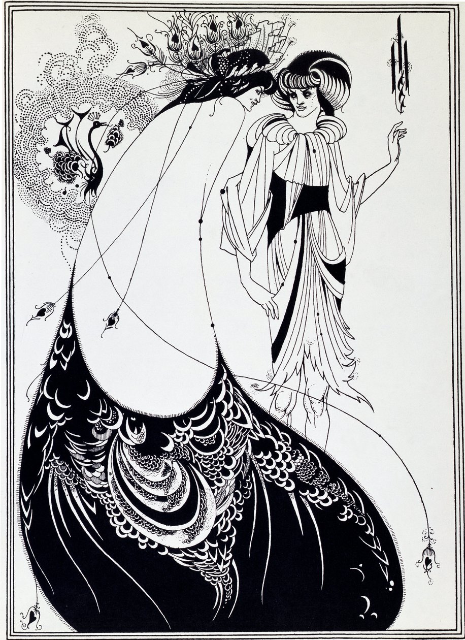 Påfågelkjolen. Illustration av Salome av Oscar Wilde - teckning av Aubrey Beardsley