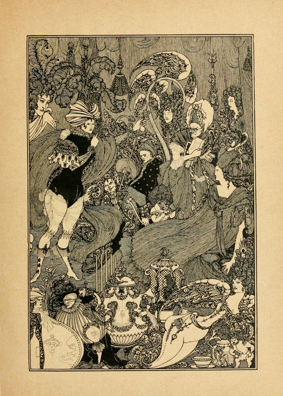 Låsets våldtäkt. Illustration till The Cave of Spleen av Alexander Pope av Aubrey Beardsley