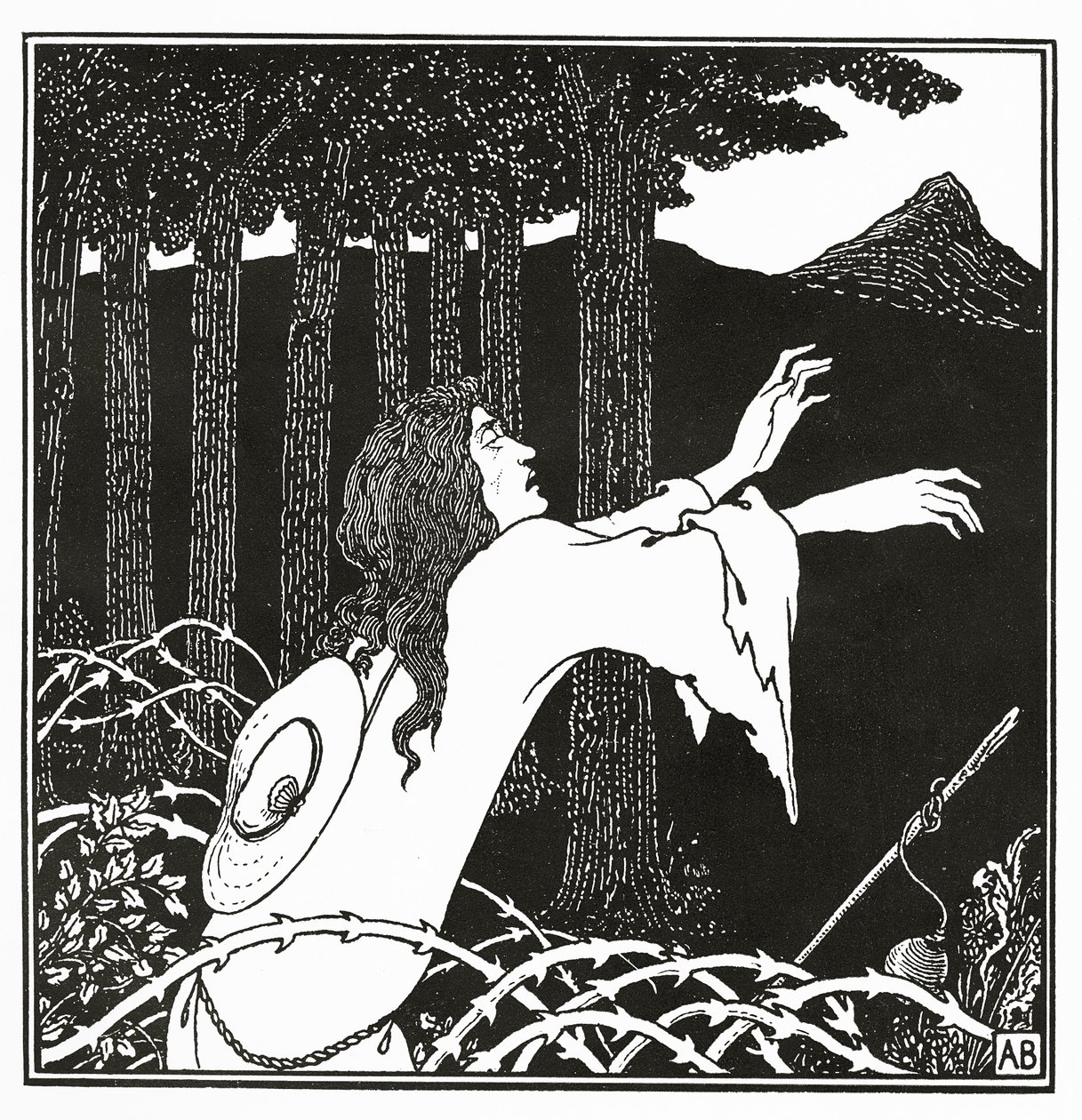 Tannhausers återkomst till Venusberget, ur "The Story of Venus and Tannhauser", 1895 av Aubrey Beardsley