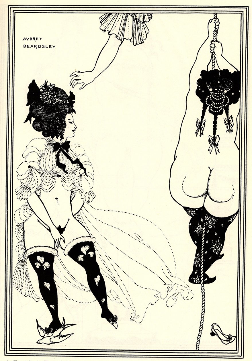Två atenska kvinnor i nöd. Illustration för Aristofanes Lysistrata, 1896 av Aubrey Beardsley
