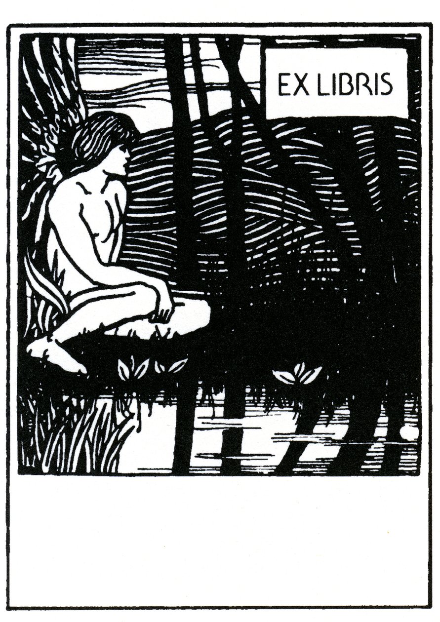 Vinjett ex libris (ex-libris) av Aubrey Beardsley (1872-1898) av Aubrey Beardsley