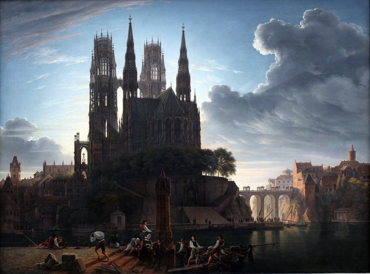 Gotisk katedral vid vattnet av August Ahlborn