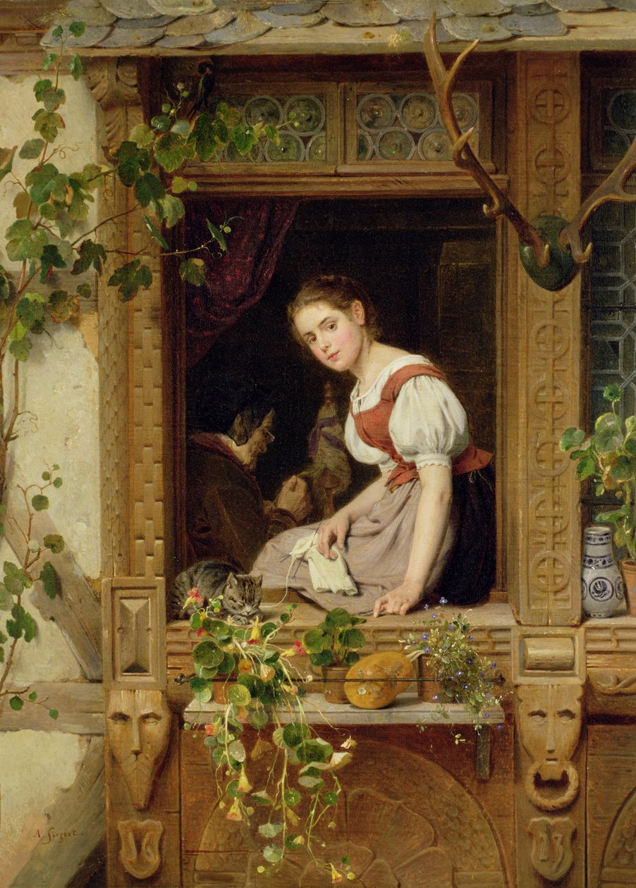 Drömmer på fönsterbrädan av August Friedrich Siegert