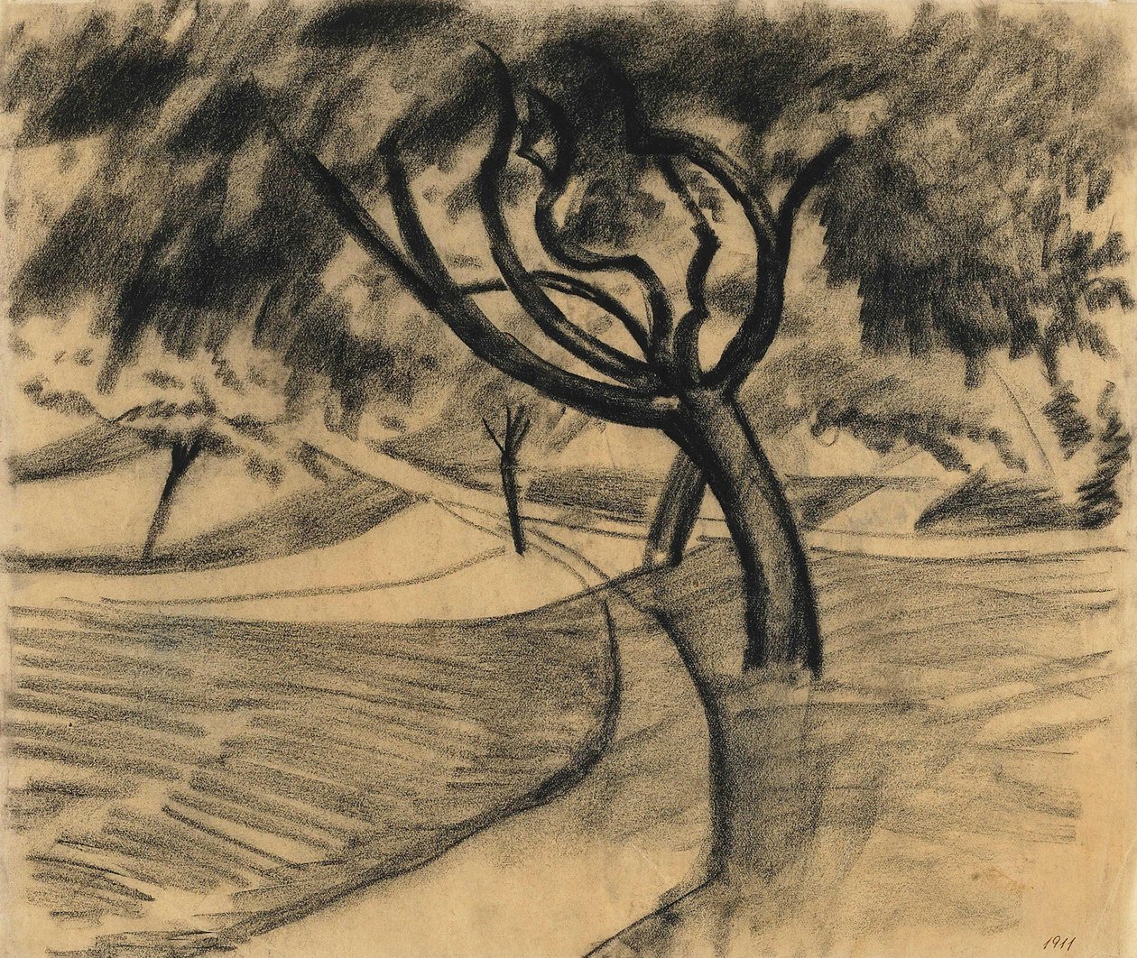 Baum und Felder av August Macke