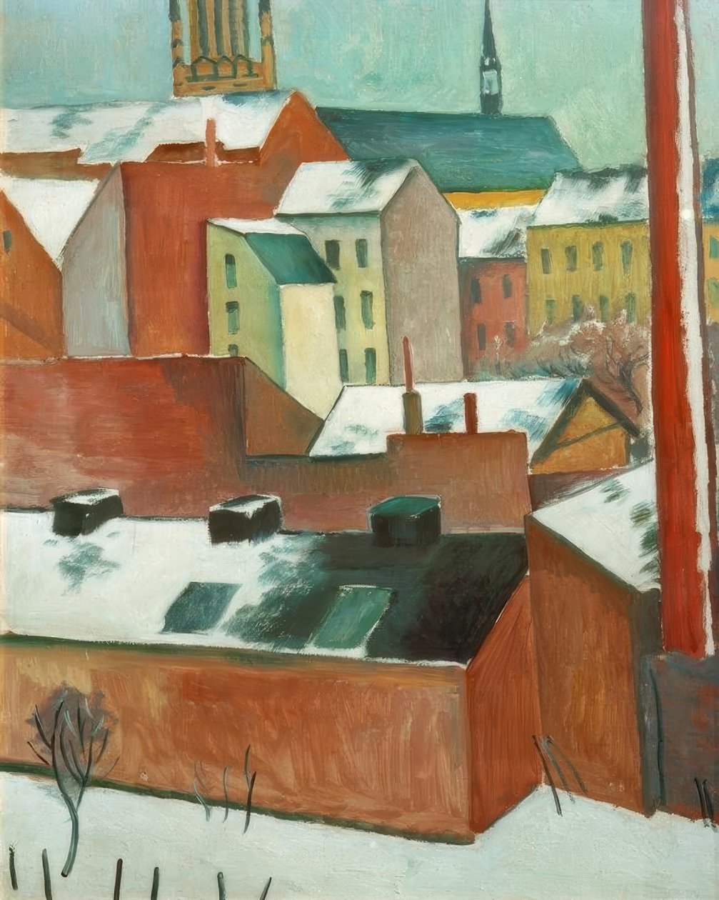 Marienkirche i Bonn i snön av August Macke