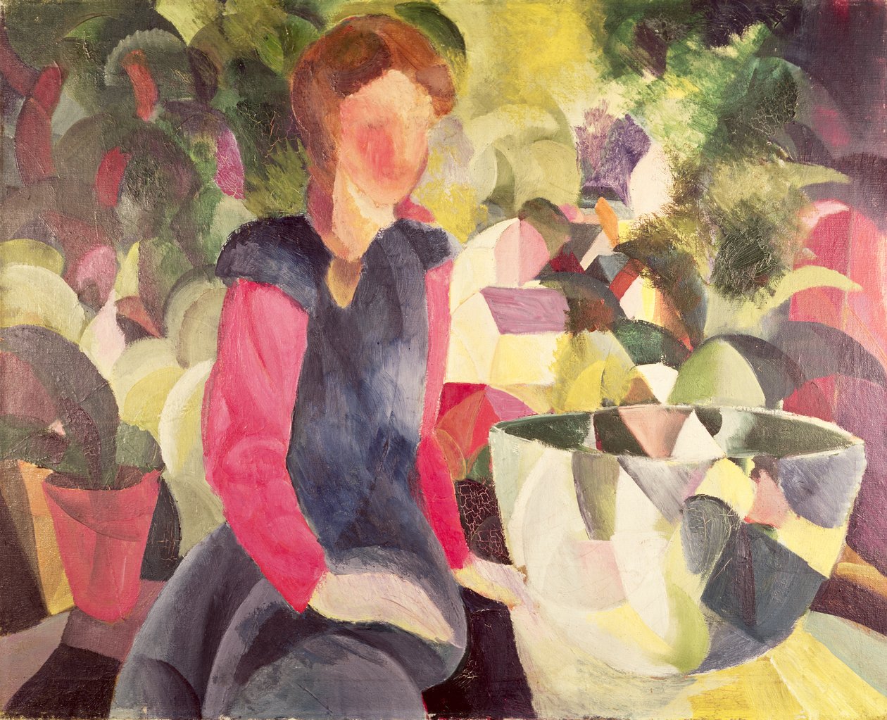 Flicka med en fiskskål, 1900-talet av August Macke