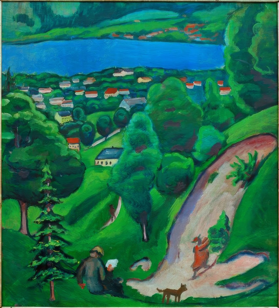 Landskap vid Tegernsee av August Macke