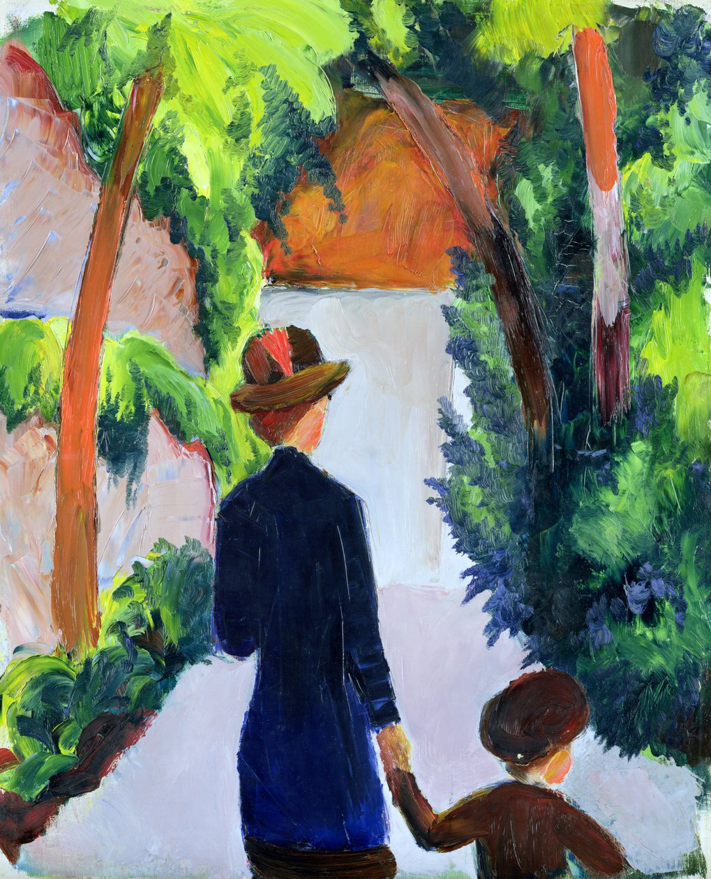 Mor och barn i parken, 1914 av August Macke