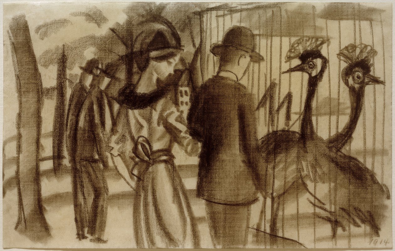 Par med de krönta tranorna av August Macke