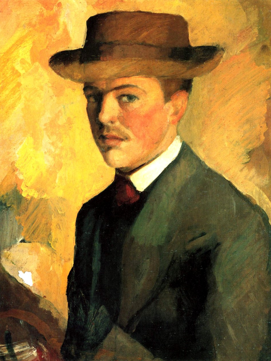 Selbstporträt mit Hut av August Macke