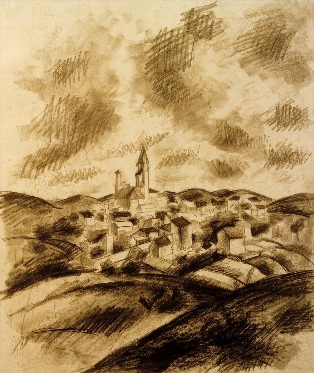 Stad i bergslandet av August Macke