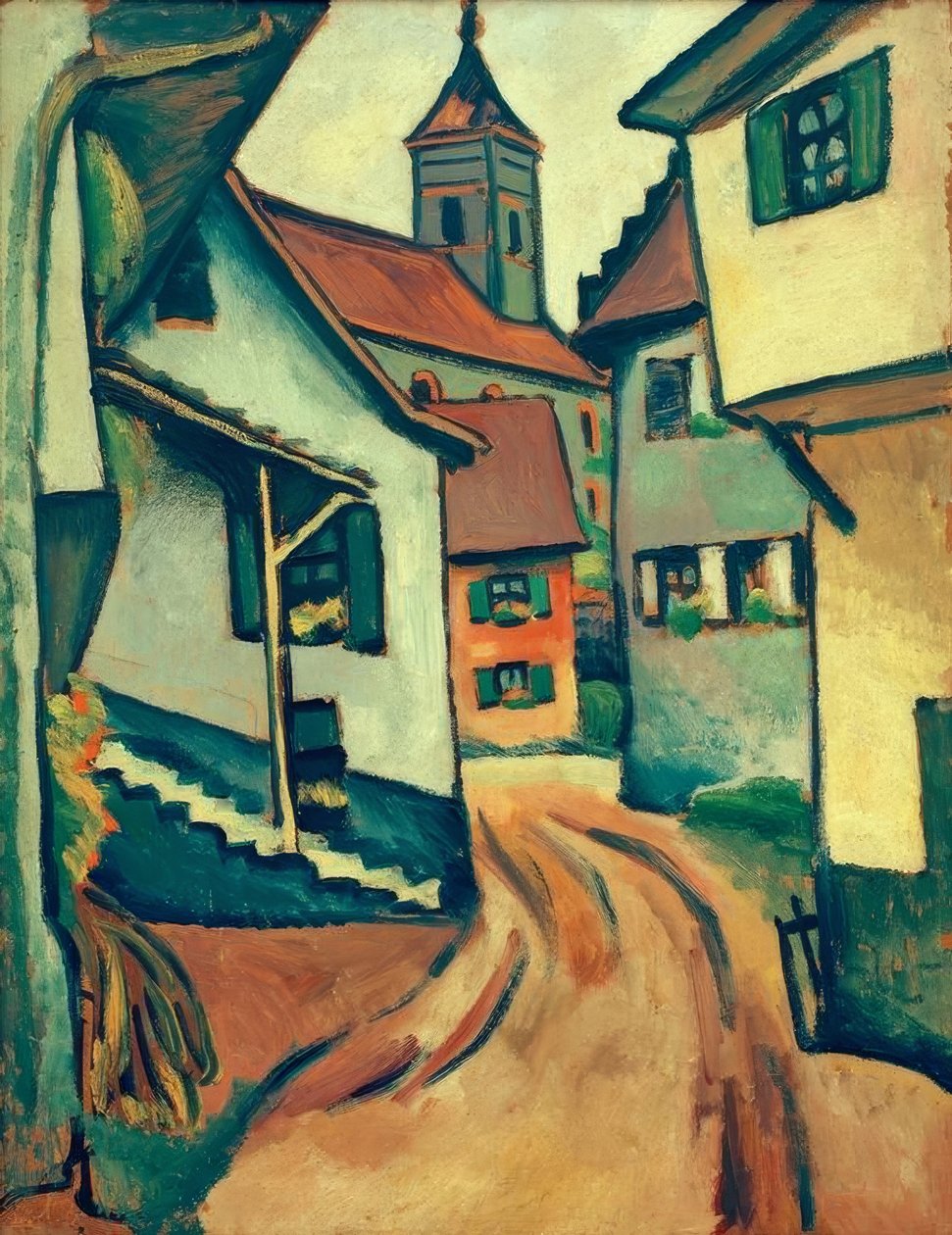 Gata med kyrka i Kandern av August Macke