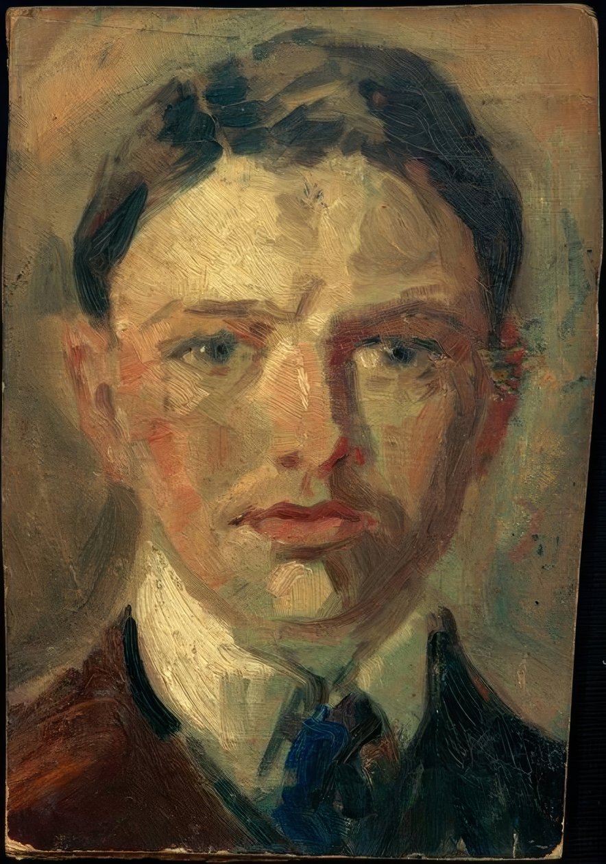 Studera för ett självporträtt av August Macke