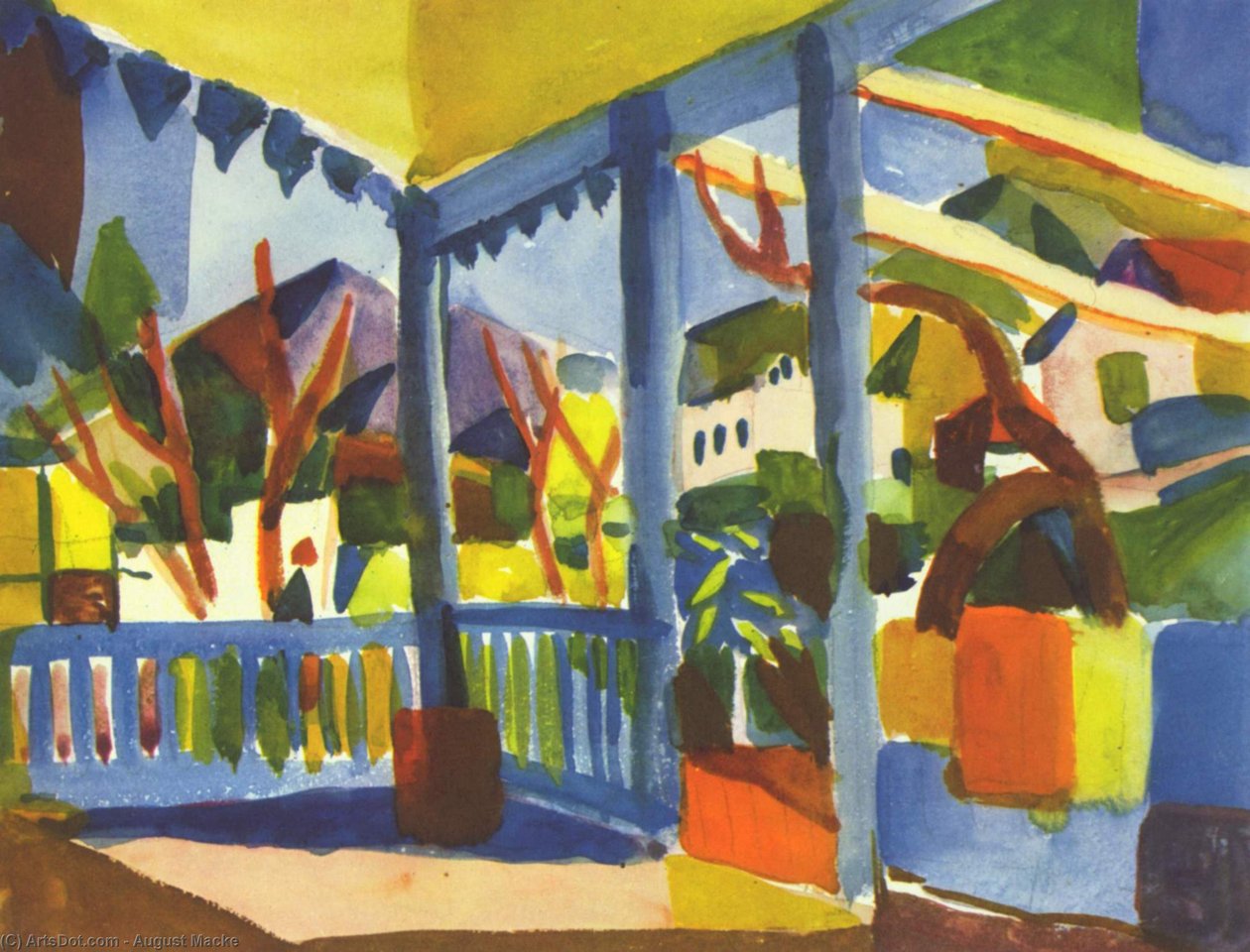 Terrass på landet i St. Germain av August Macke
