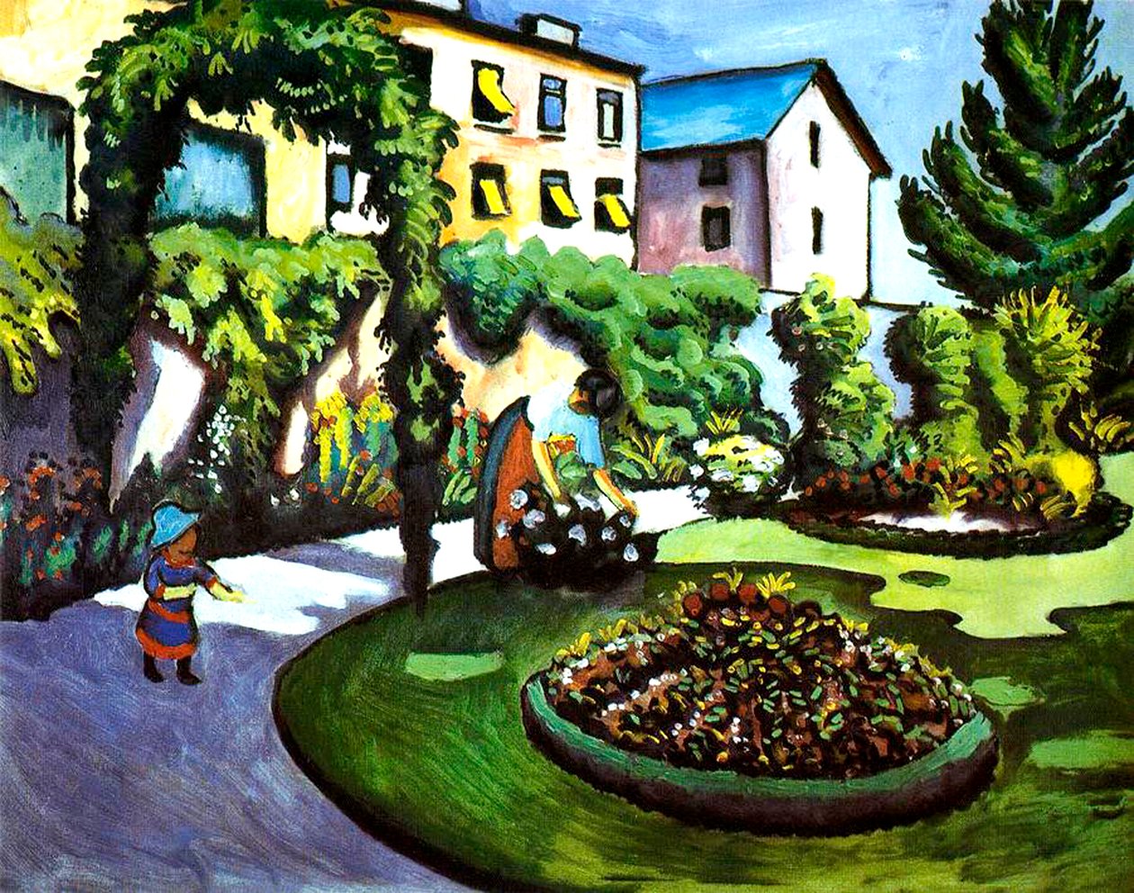 Konstnärens trädgård i Bonn, Tyskland, 1911 av August Macke