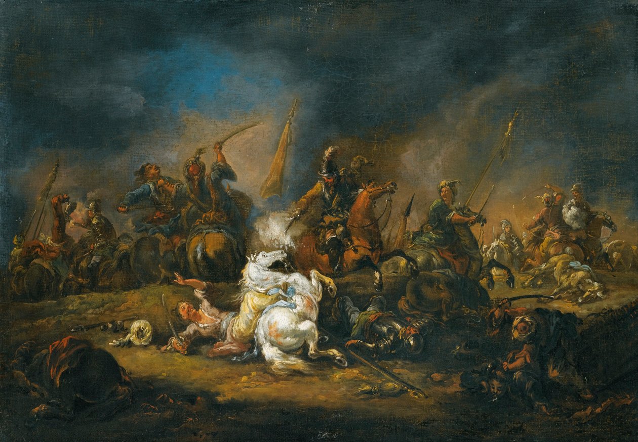 Kavallerislag mellan turkar och kristna av August Querfurt