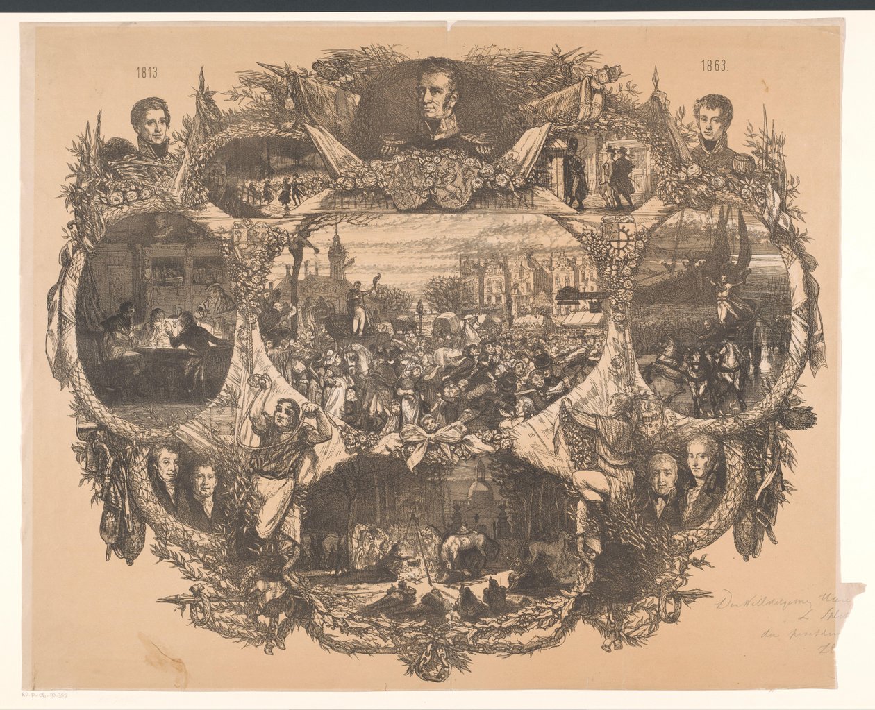 Plakat till minne av novemberfestligheterna 1863 av August Allebe