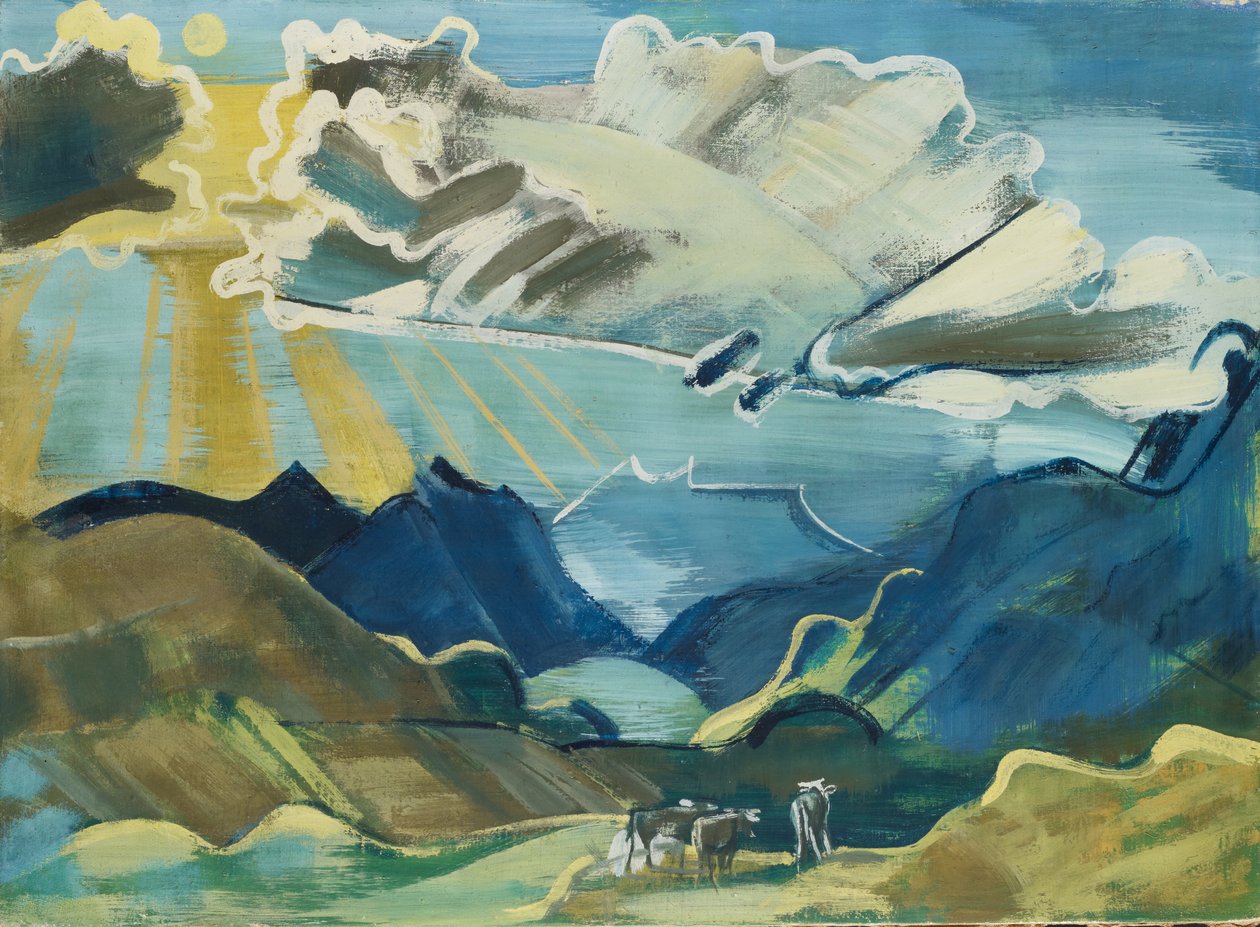 Balmalp med Schächental och Uri Rotstock, 1927-28 (lerfärg på duk) av August Babberger