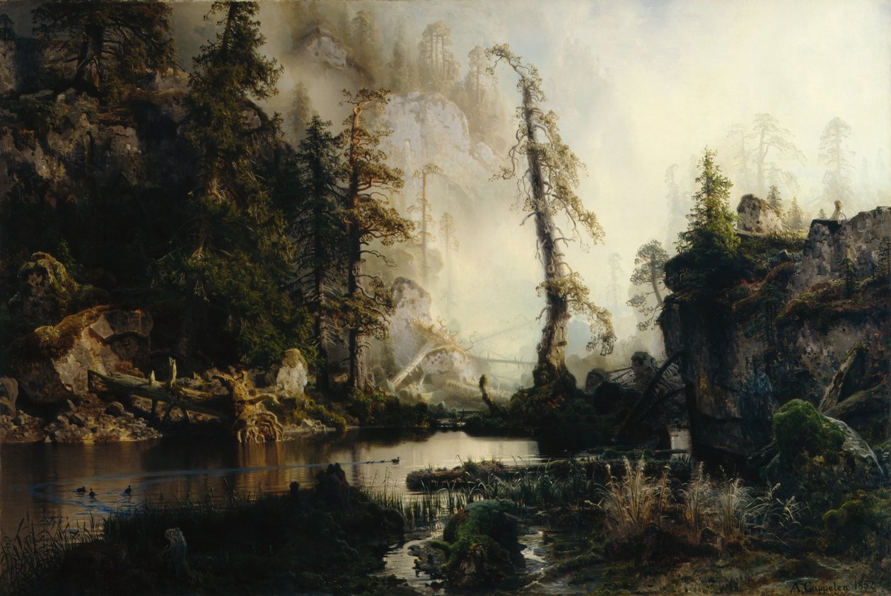 Svart sjö (olja på duk) av August Cappelen