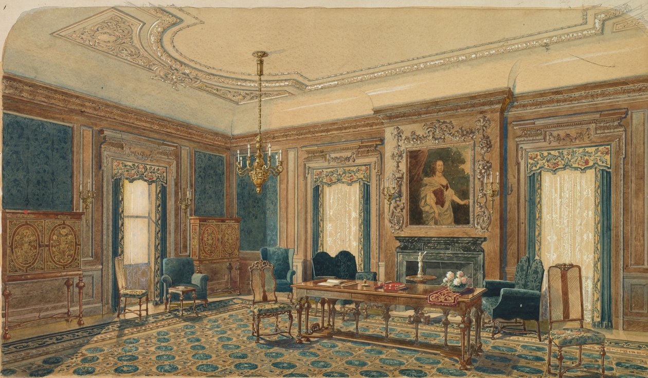Skiss av inredning. av August Frederick Biehle